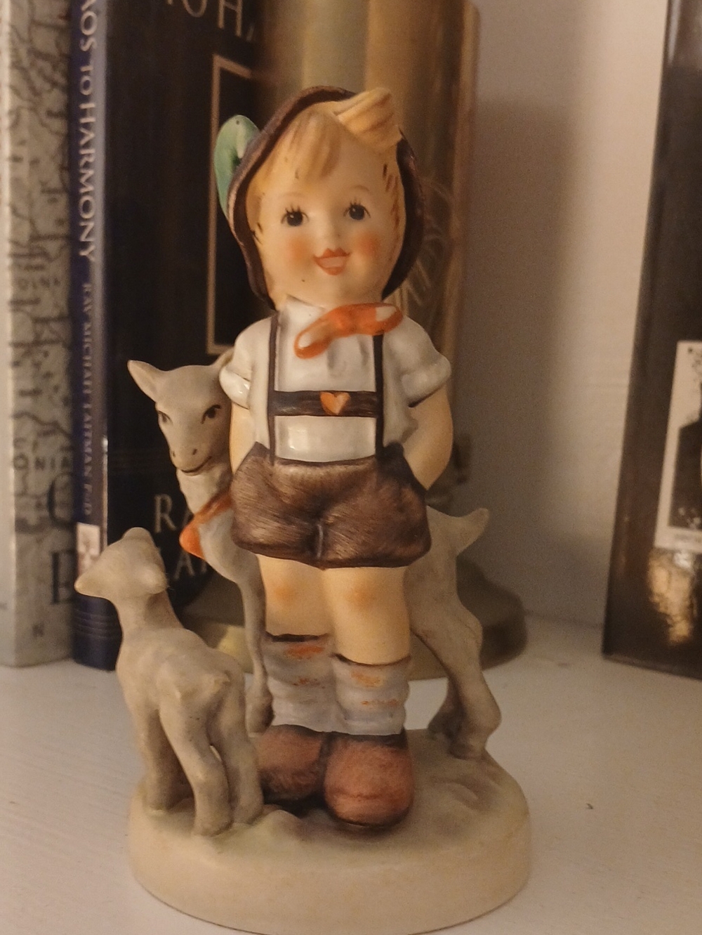Hummel Boy with Goat Figurine in Brown and Cream